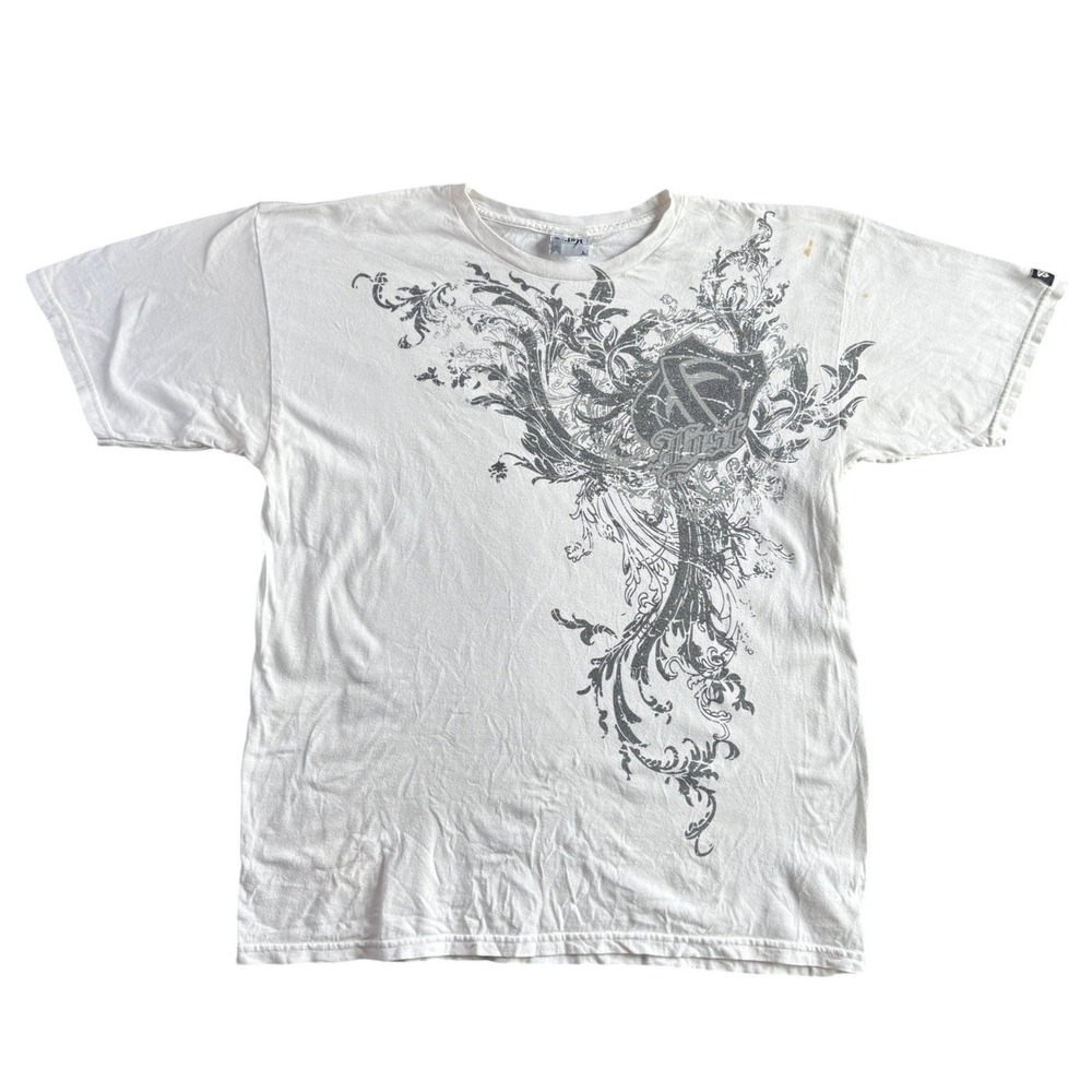 Lost Enterprises Mens Large White Graphic T-Shirt Filigree Surf Skate Y2K L
